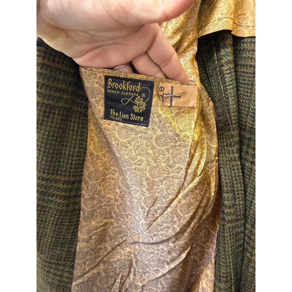 Vintage Brookford Bench Clothes Olive Glen Plaid Blazer Sport Coat Paisley - Picture 5 of 10